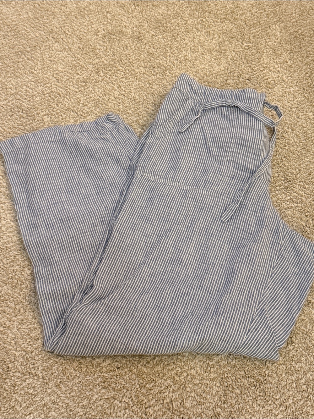 Kim Rogers Navy and White Pinstripe Drawstring Trousers